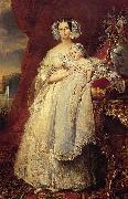 Franz Xaver Winterhalter Portrait of Helena of Mecklemburg-Schwerin, Duchess of Orleans with her son the Count of Paris France oil painting artist